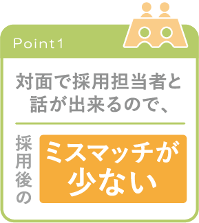 画像(ポイント1):対面で採用担当者と話が出来るので、採用後のミスマッチが少ない